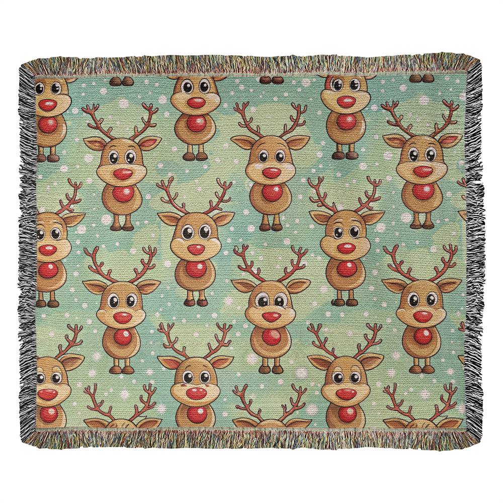 Funny Christmas Reindeer Pattern 10 - 60" x 50" Heirloom Woven Blanket