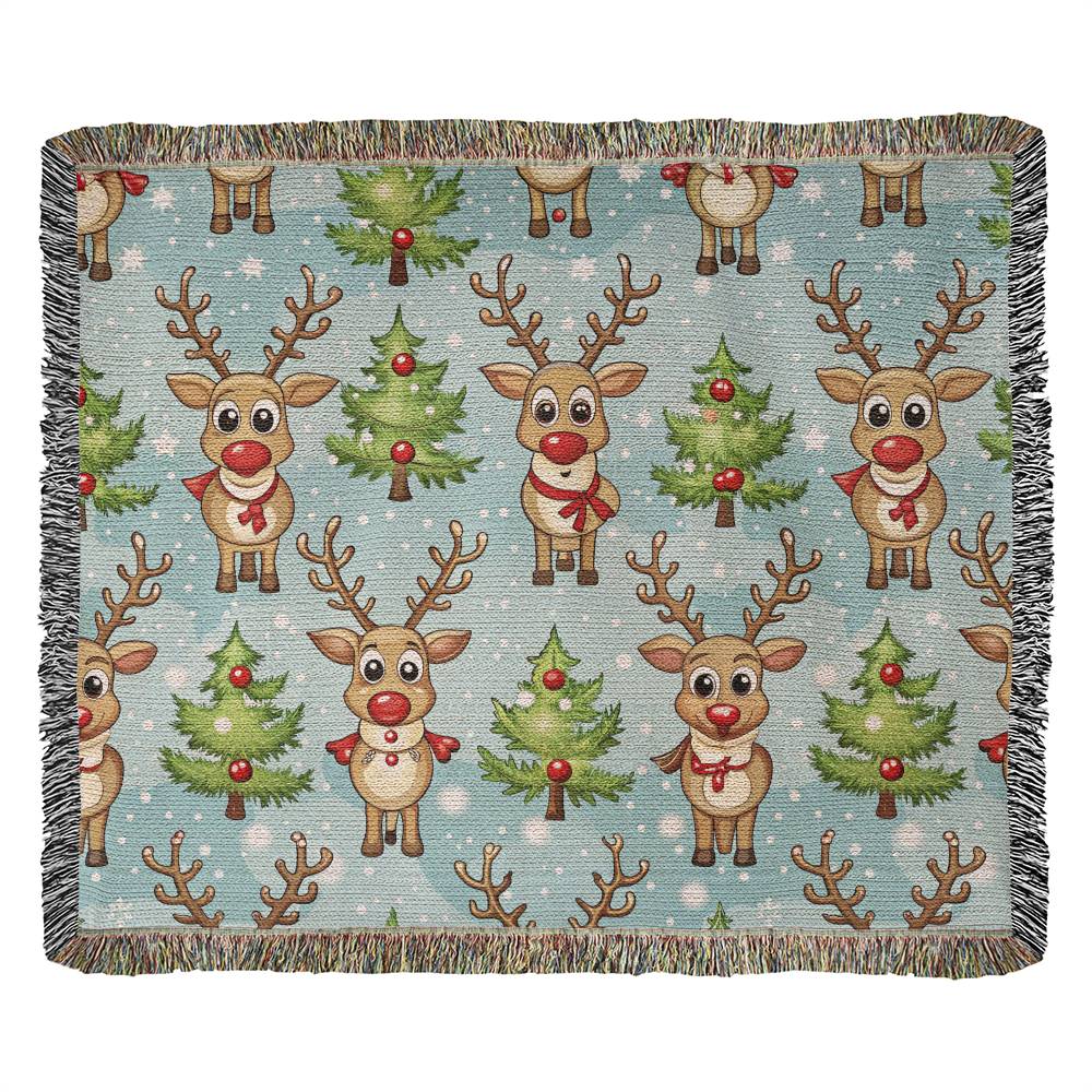 Funny Christmas Reindeer Pattern 08 - 60" x 50" Heirloom Woven Blanket