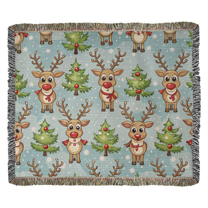 Funny Christmas Reindeer Pattern 08 - 60" x 50" Heirloom Woven Blanket