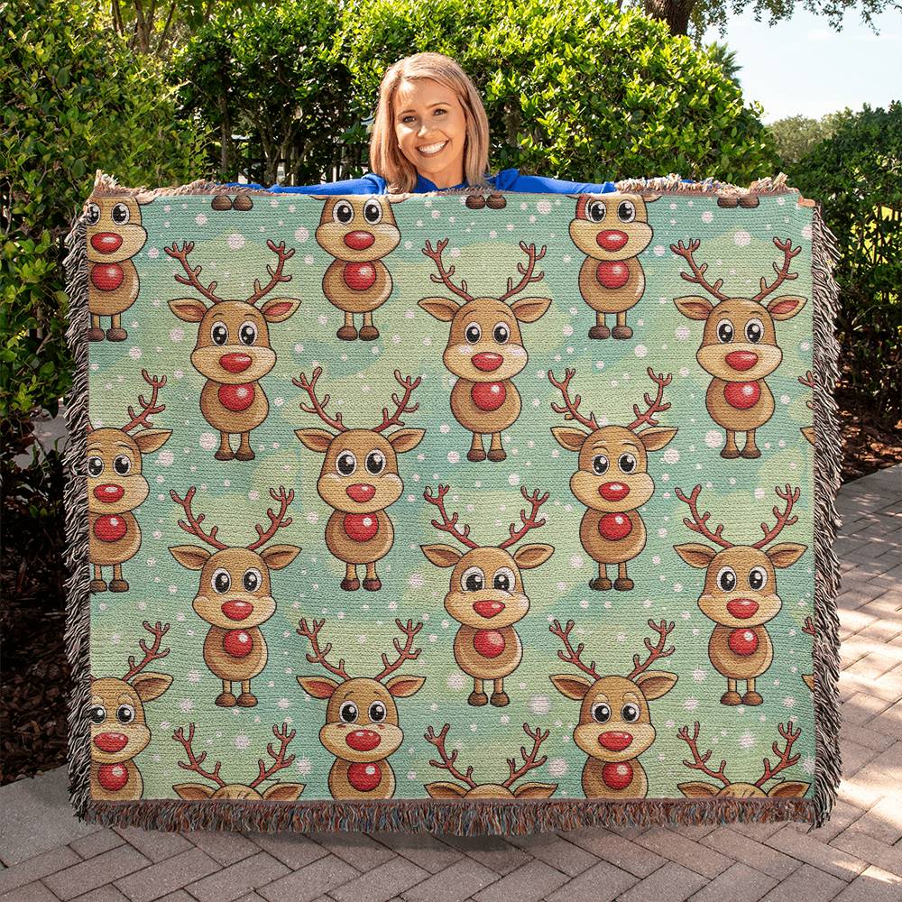 Funny Christmas Reindeer Pattern 10 - 60" x 50" Heirloom Woven Blanket