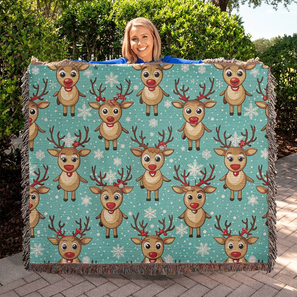 Funny Christmas Reindeer Pattern 06 - 60" x 50" Heirloom Woven Blanket