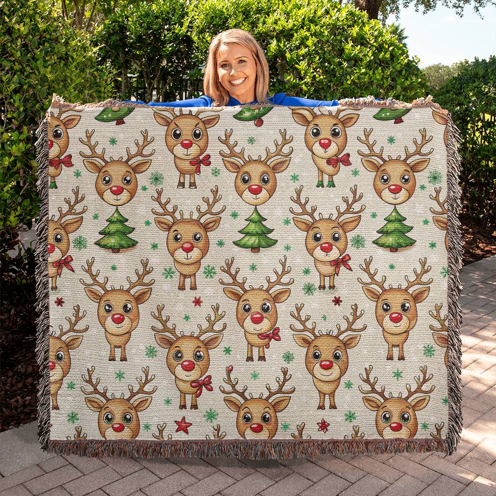 Funny Christmas Reindeer Pattern 09 - 60" x 50" Heirloom Woven Blanket