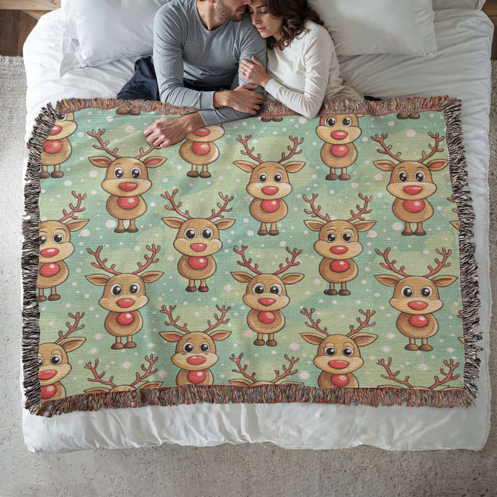 Funny Christmas Reindeer Pattern 10 - 60" x 50" Heirloom Woven Blanket