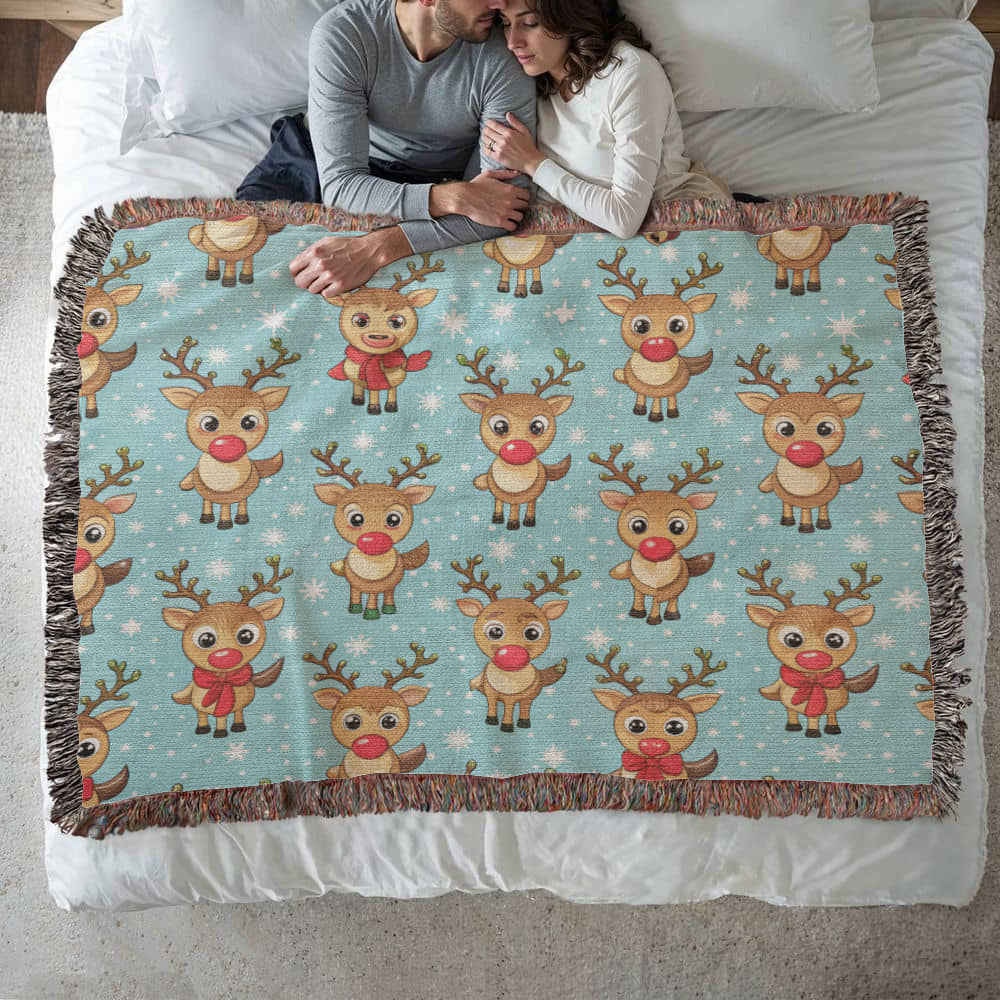 Funny Christmas Reindeer Pattern 05 - 60" x 50" Heirloom Woven Blanket