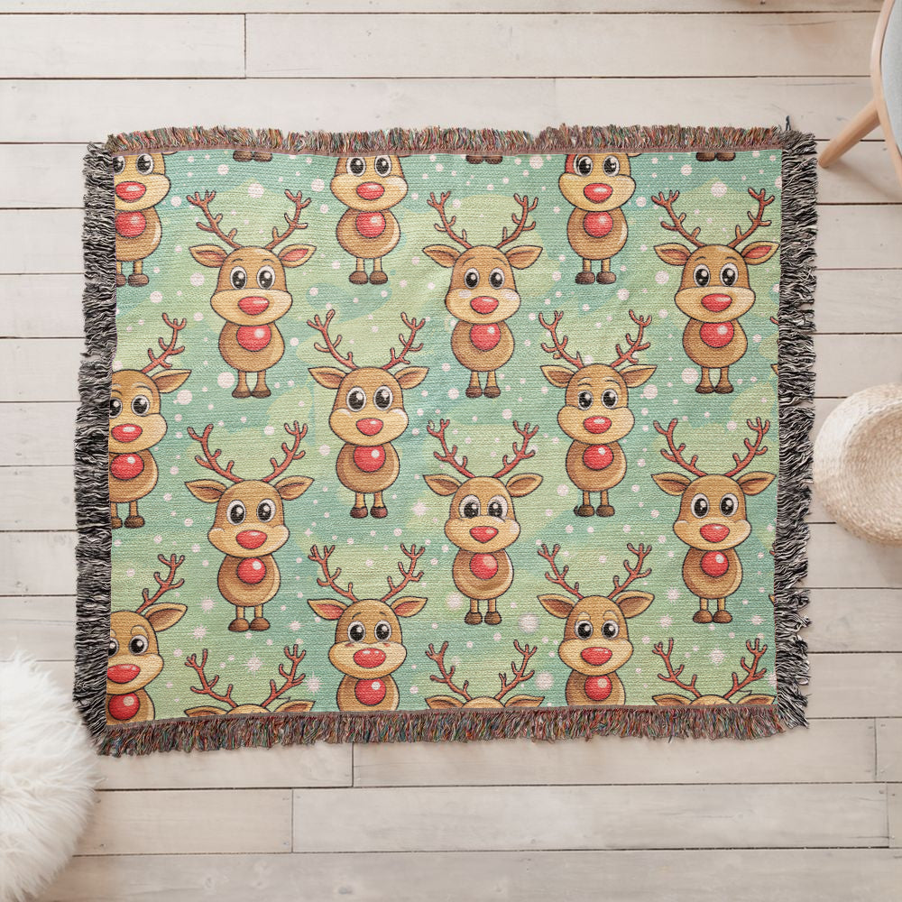 Funny Christmas Reindeer Pattern 10 - 60" x 50" Heirloom Woven Blanket
