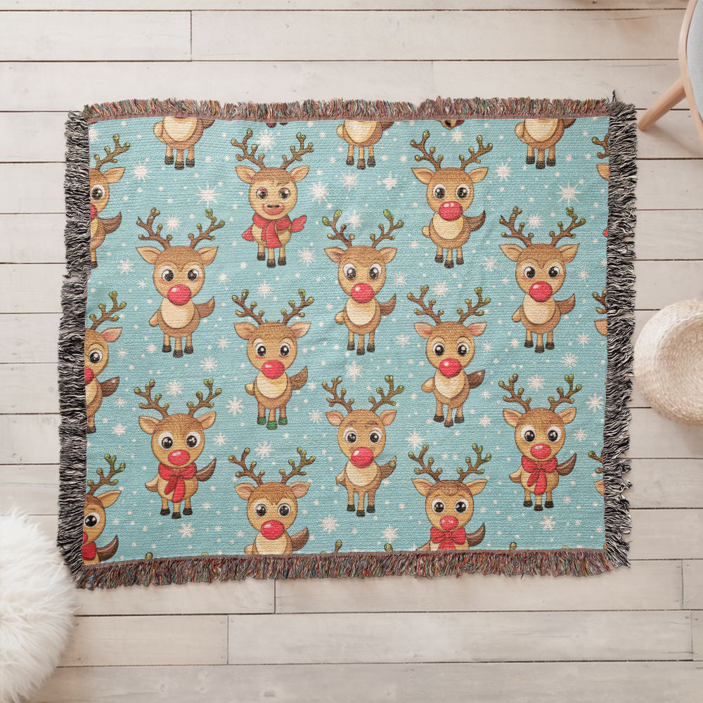Funny Christmas Reindeer Pattern 05 - 60" x 50" Heirloom Woven Blanket