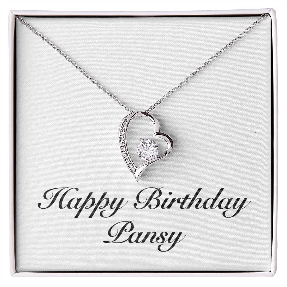 Happy Birthday Pansy - Forever Love Necklace