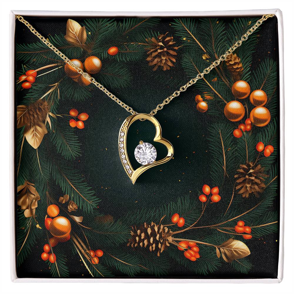 Christmas Background 123 - 18k Yellow Gold Finish Forever Love Necklace