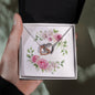 Watercolor Pink Floral Frame 2 - Interlocking Hearts Necklace