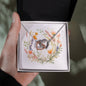 Boho Flowers Wreath Watercolor 09 - Interlocking Hearts Necklace