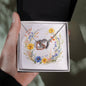 Boho Flowers Wreath Watercolor 12 - Interlocking Hearts Necklace
