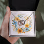Boho Flowers Wreath Watercolor 13 - Interlocking Hearts Necklace