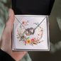 Boho Flowers Wreath Watercolor 17 - Interlocking Hearts Necklace