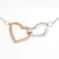 Watercolor Pink Floral Frame 1 - Interlocking Hearts Necklace