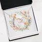 Boho Flowers Wreath Watercolor 09 - Interlocking Hearts Necklace