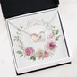 Watercolor Pink Floral Frame 1 - Interlocking Hearts Necklace