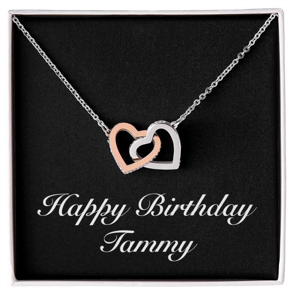 Happy Birthday Tammy v2 - Interlocking Hearts Necklace