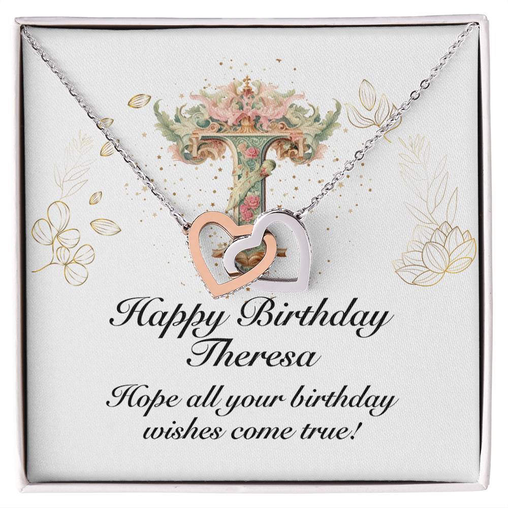 Happy Birthday Theresa v01 - Interlocking Hearts Necklace