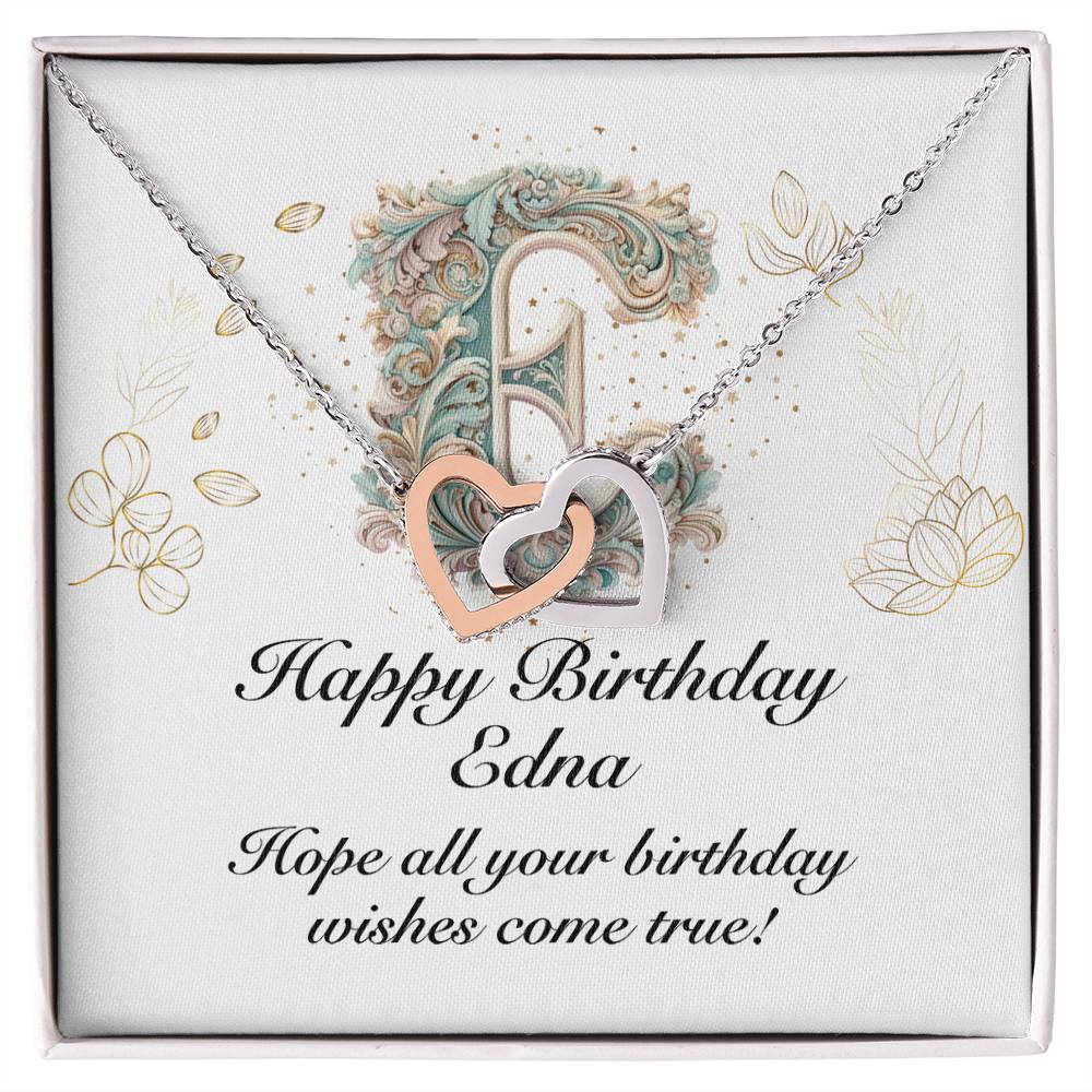 Happy Birthday Edna v01 - Interlocking Hearts Necklace