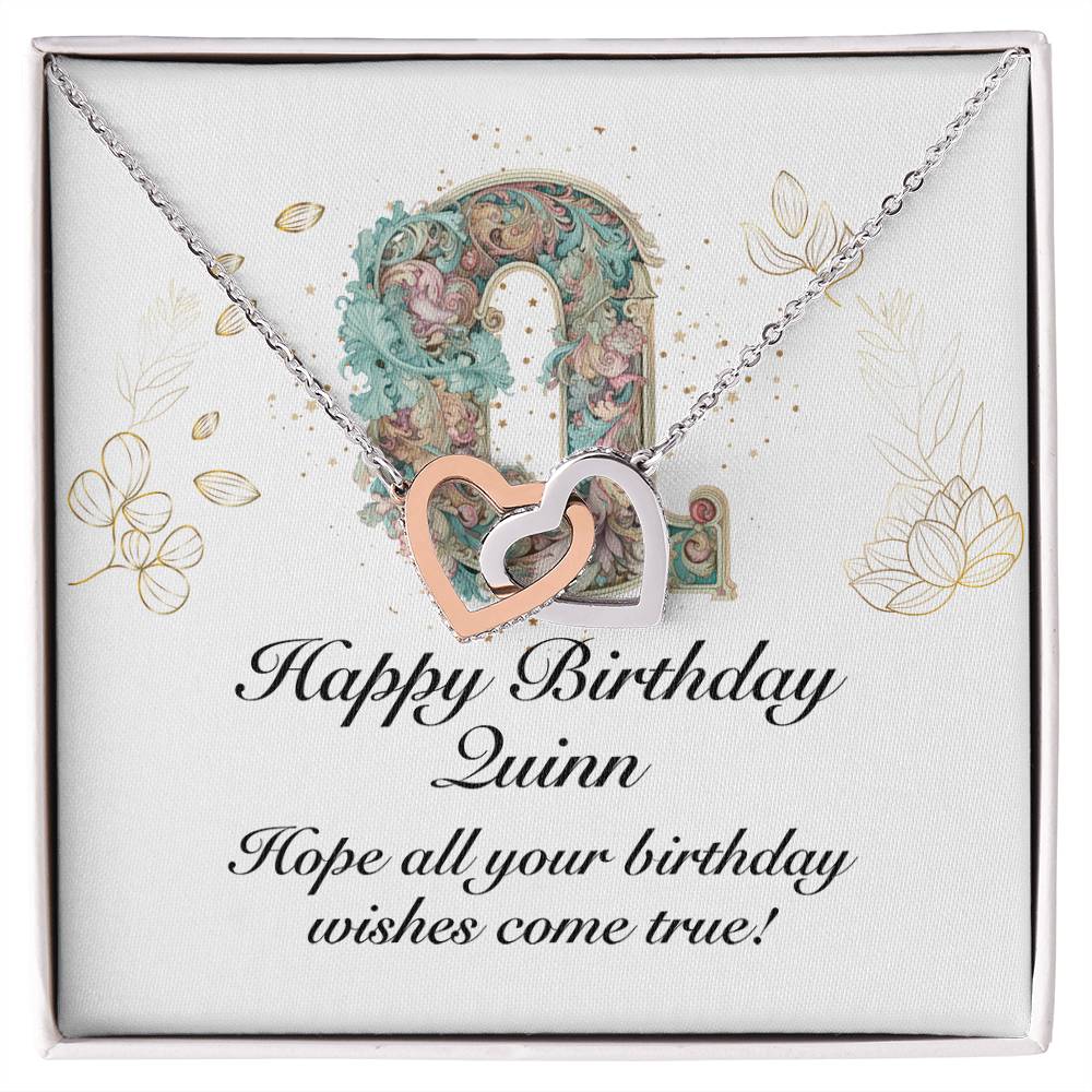 Happy Birthday Quinn v01 - Interlocking Hearts Necklace