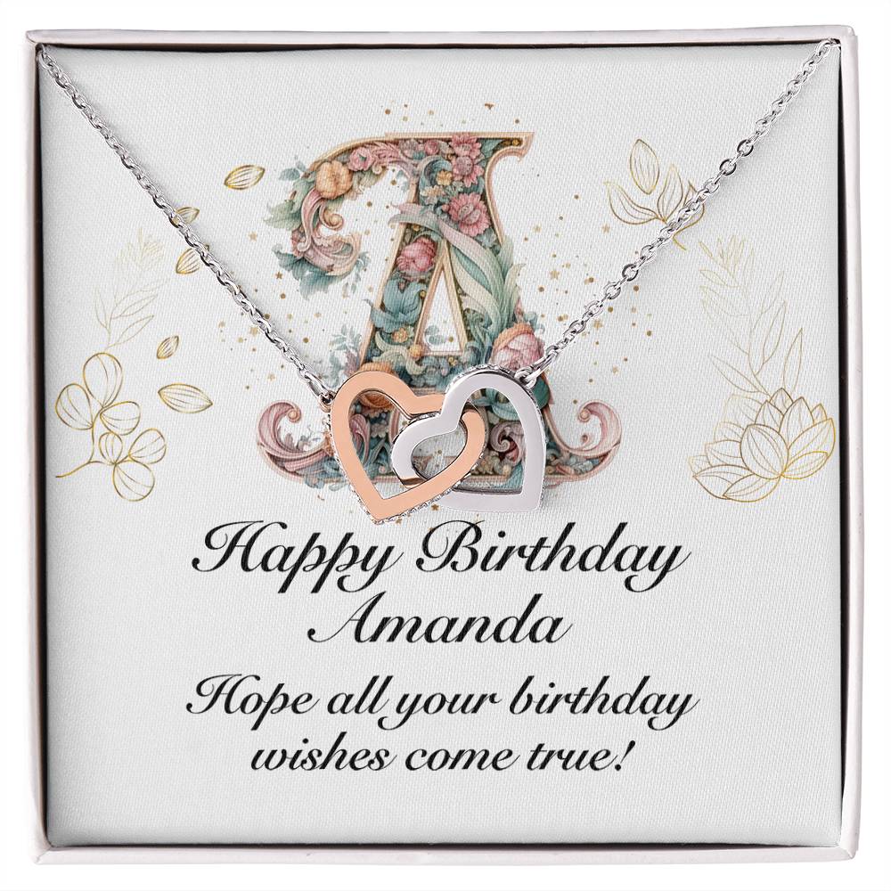 Happy Birthday Amanda v01 - Interlocking Hearts Necklace