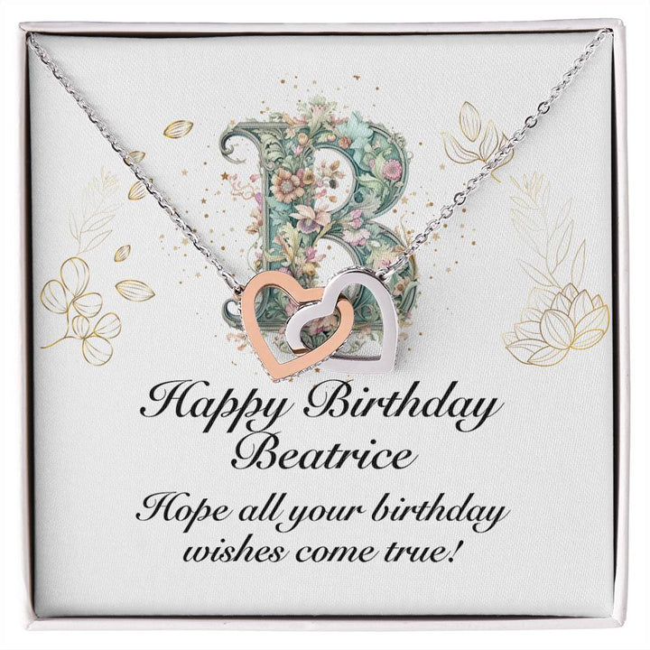 Happy Birthday Beatrice v01 Interlocking Hearts Necklace