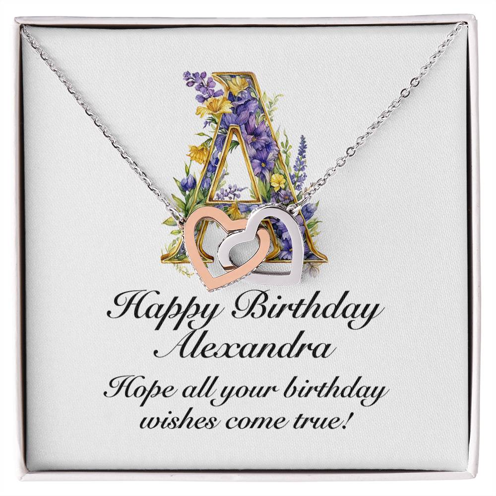 Happy Birthday Alexandra v02 - Interlocking Hearts Necklace