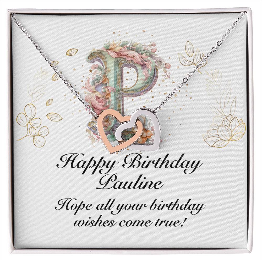 Happy Birthday Pauline v01 - Interlocking Hearts Necklace