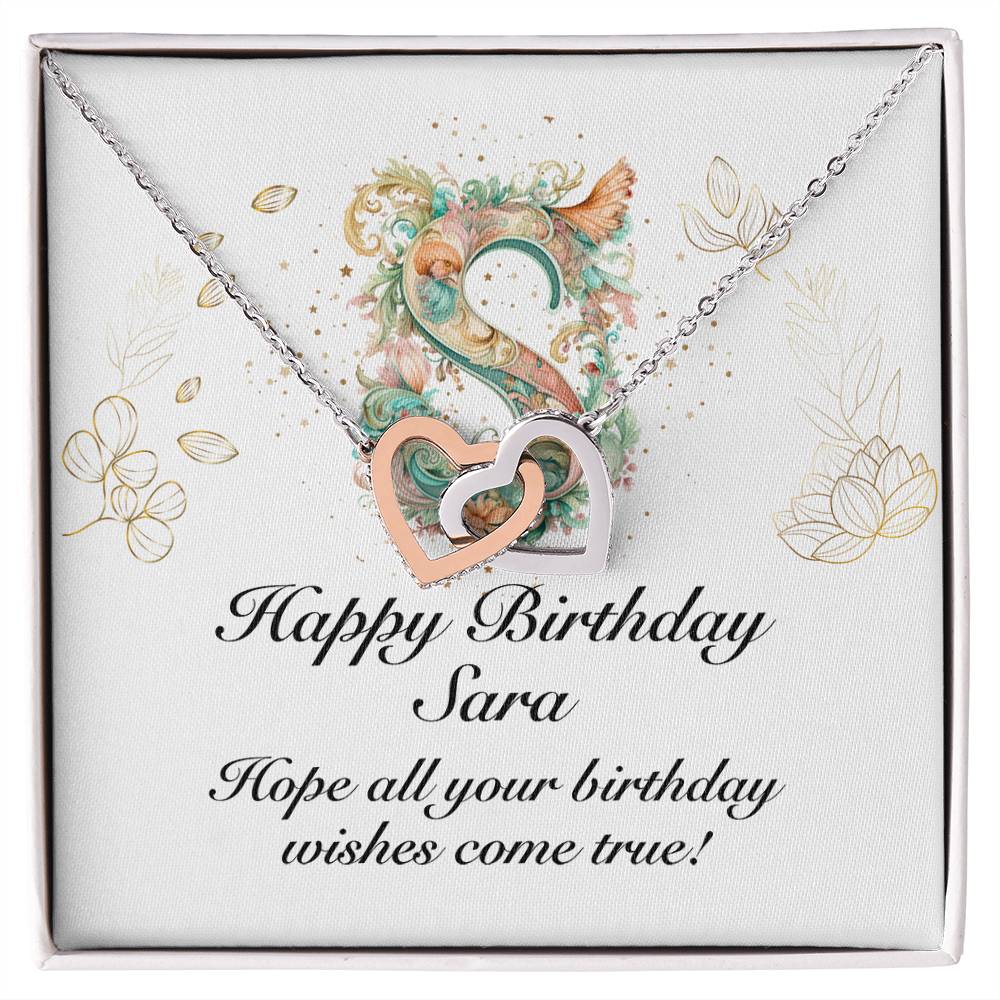 Happy Birthday Sara v01 - Interlocking Hearts Necklace