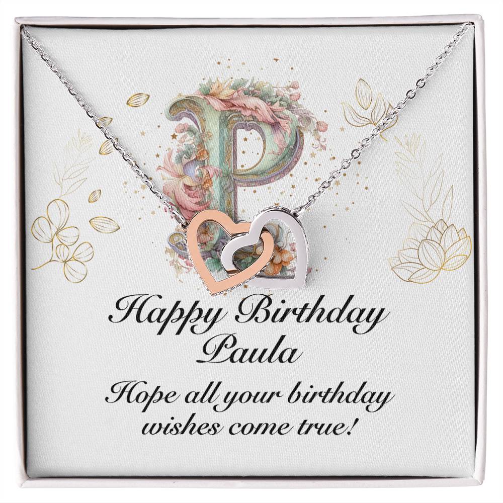 Happy Birthday Paula v01 - Interlocking Hearts Necklace