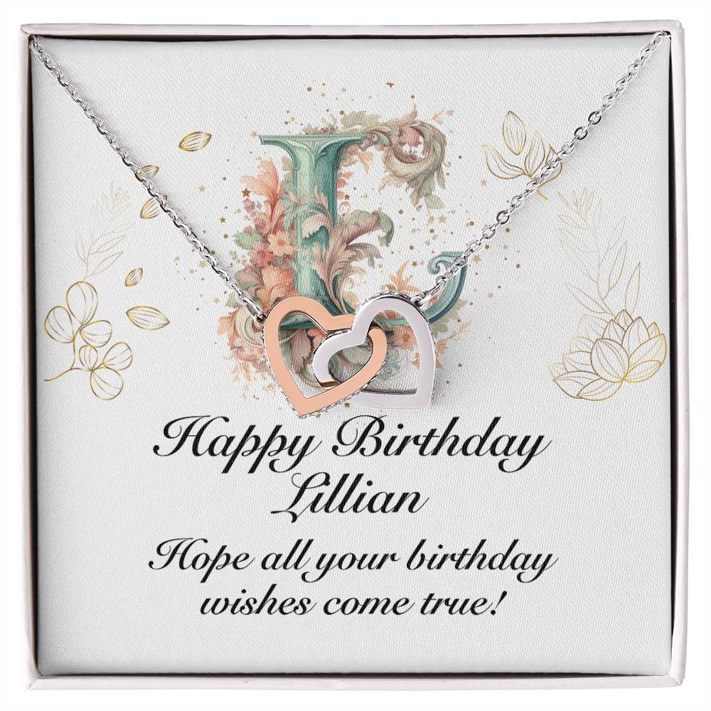 Happy Birthday Lillian v01 - Interlocking Hearts Necklace