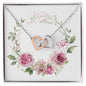 Watercolor Pink Floral Frame 1 - Interlocking Hearts Necklace