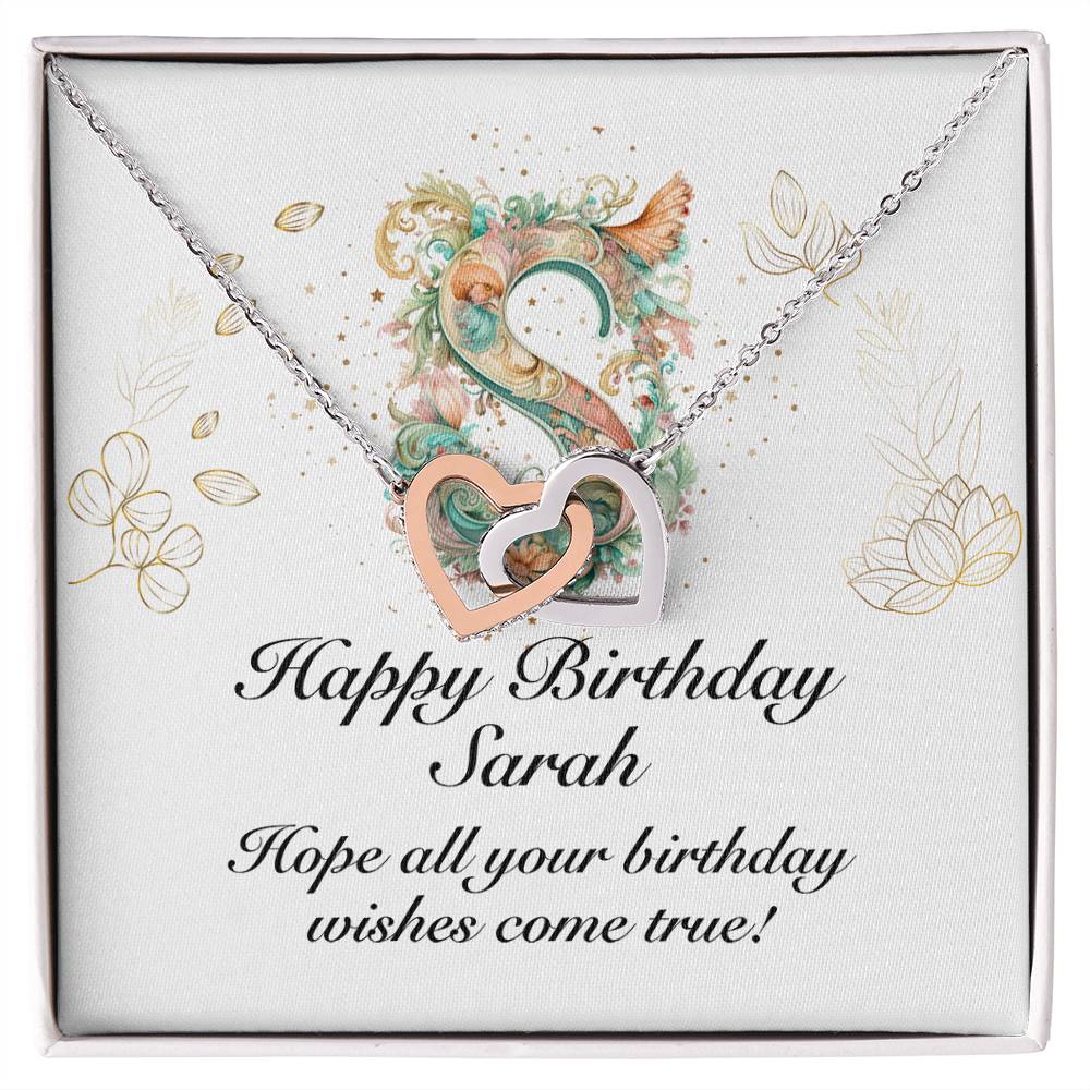 Happy Birthday Sarah v01 - Interlocking Hearts Necklace