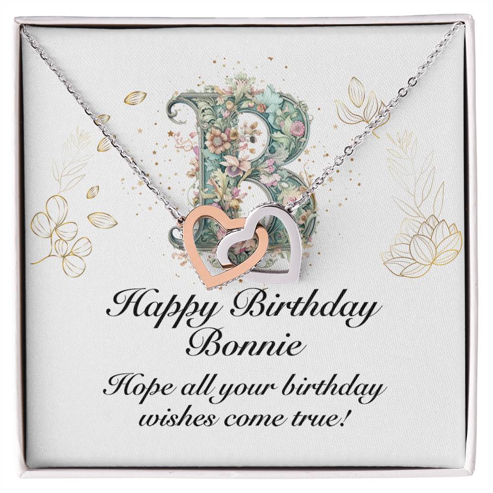 Happy Birthday Bonnie v01 - Interlocking Hearts Necklace