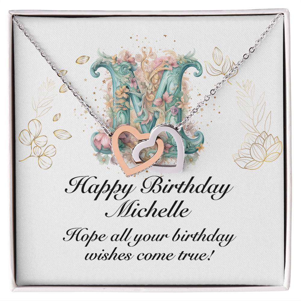 Happy Birthday Michelle v01 - Interlocking Hearts Necklace