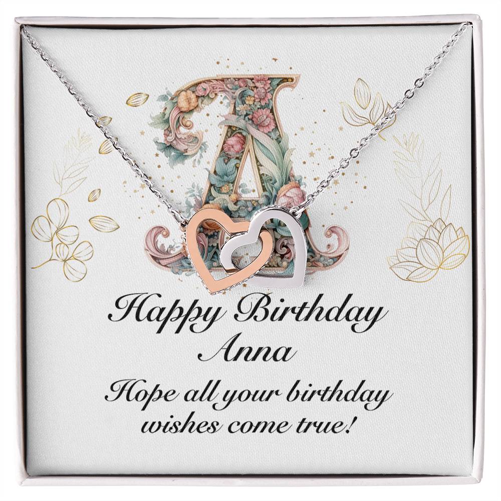 Happy Birthday Anna v01 - Interlocking Hearts Necklace