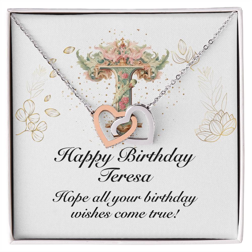 Happy Birthday Teresa v01 - Interlocking Hearts Necklace