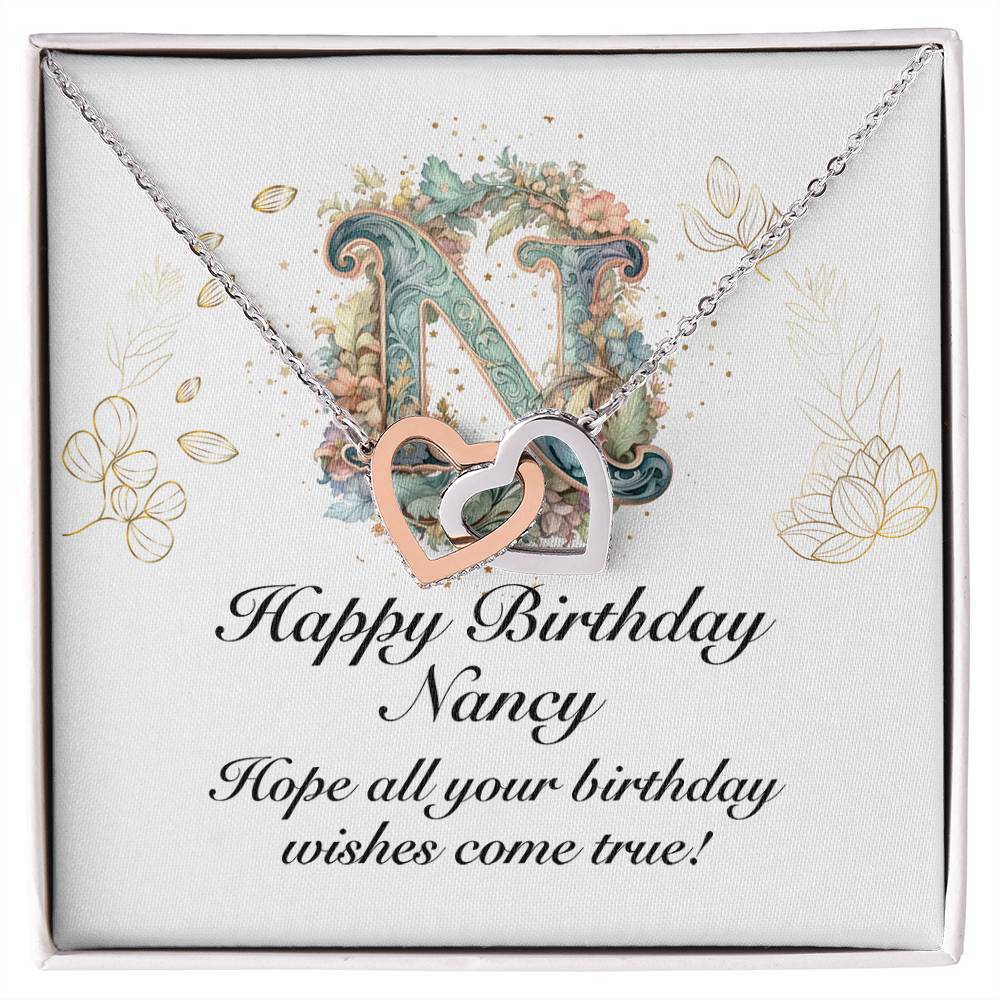 Happy Birthday Nancy v01 - Interlocking Hearts Necklace
