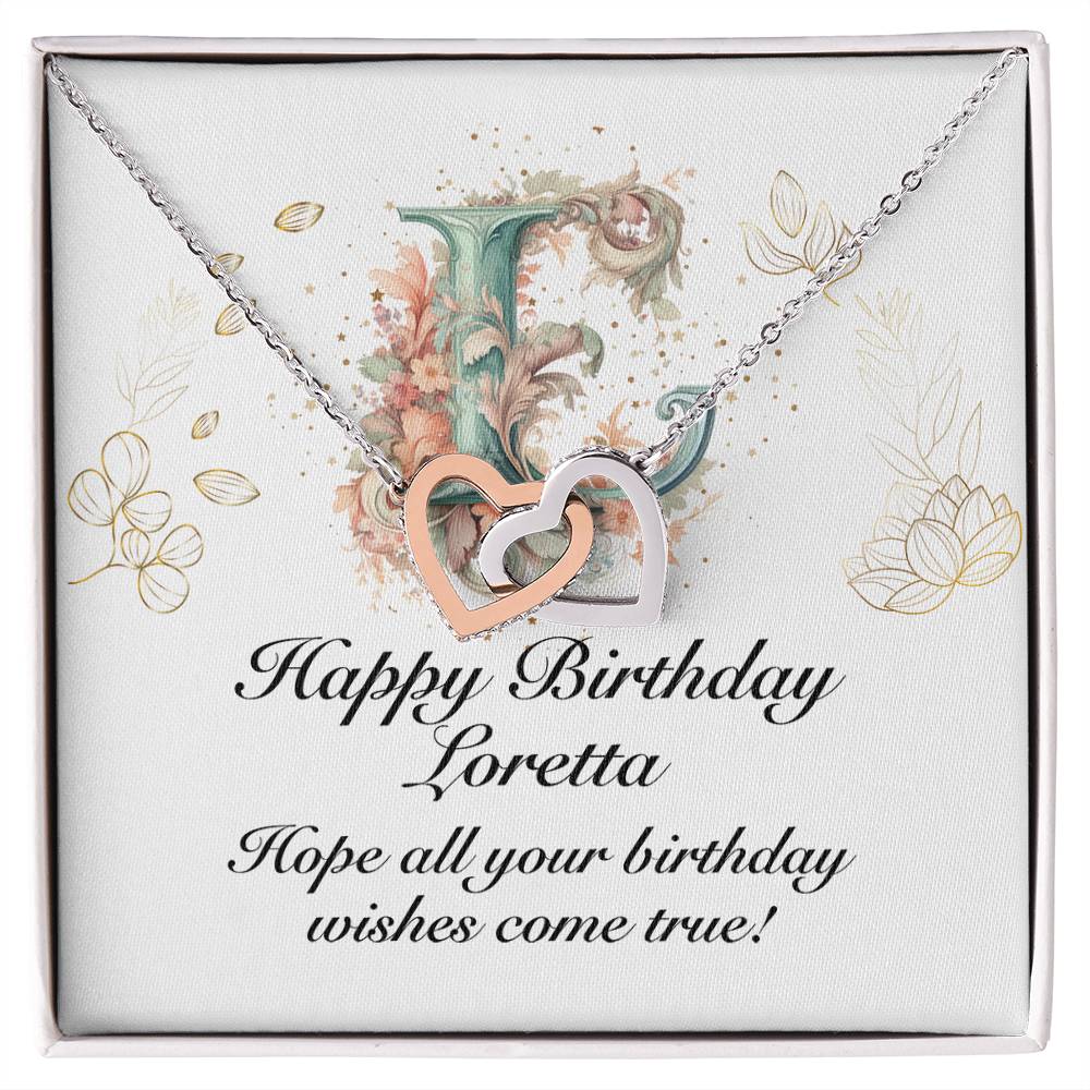 Happy Birthday Loretta v01 - Interlocking Hearts Necklace