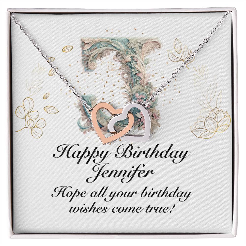 Happy Birthday Jennifer v01 - Interlocking Hearts Necklace