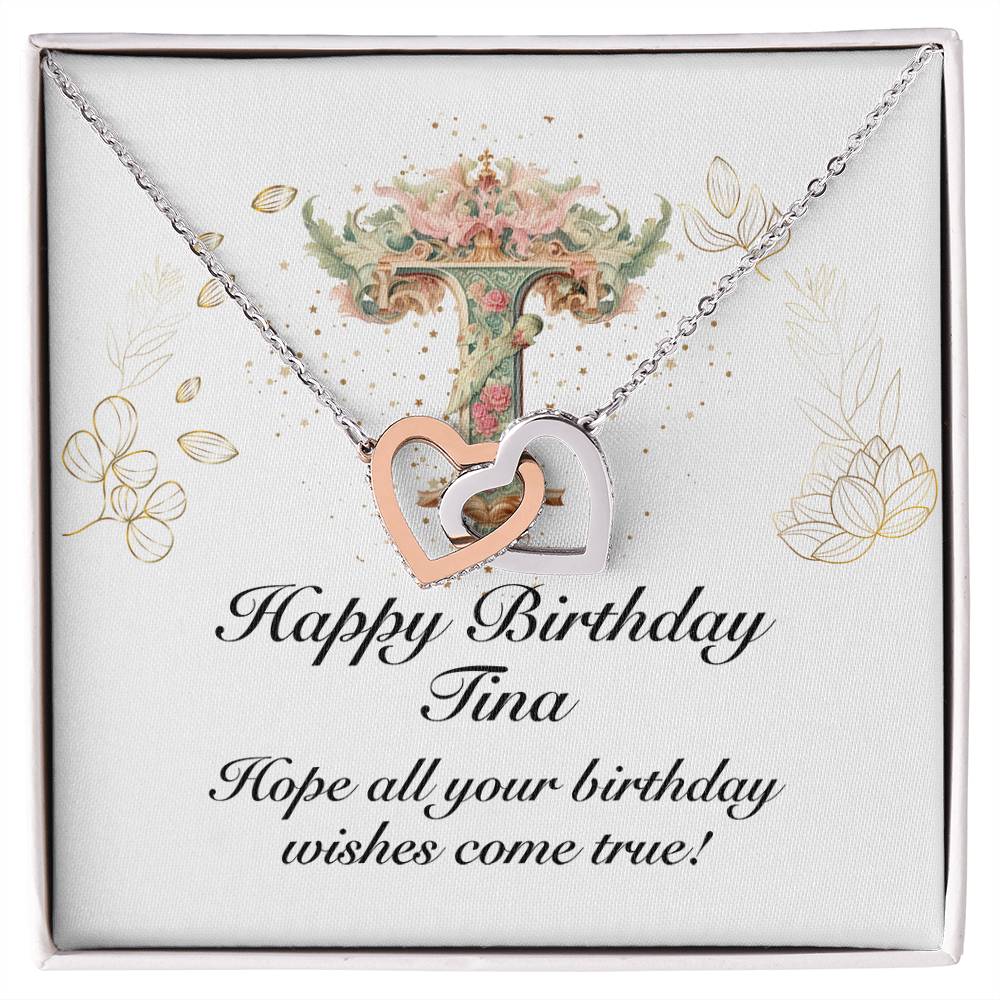Happy Birthday Tina v01 - Interlocking Hearts Necklace