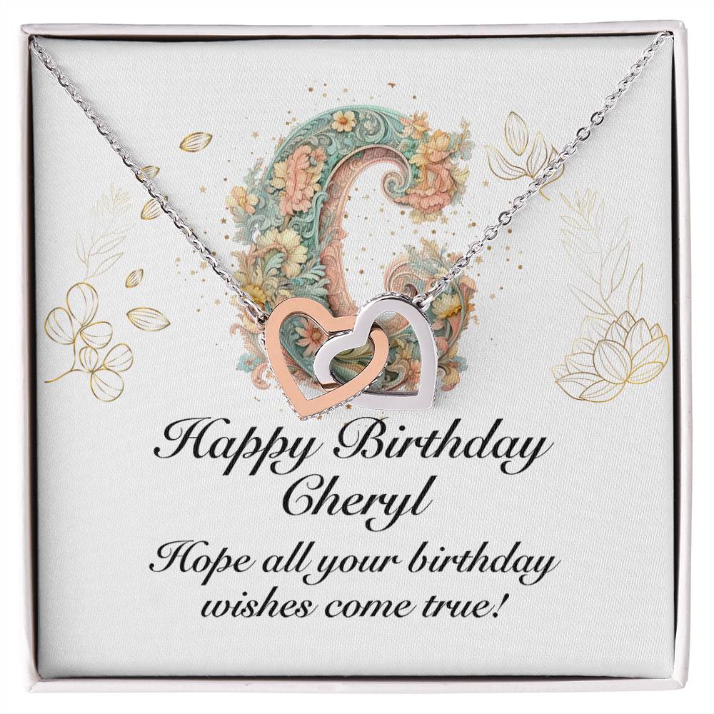 Happy Birthday Cheryl v01 - Interlocking Hearts Necklace