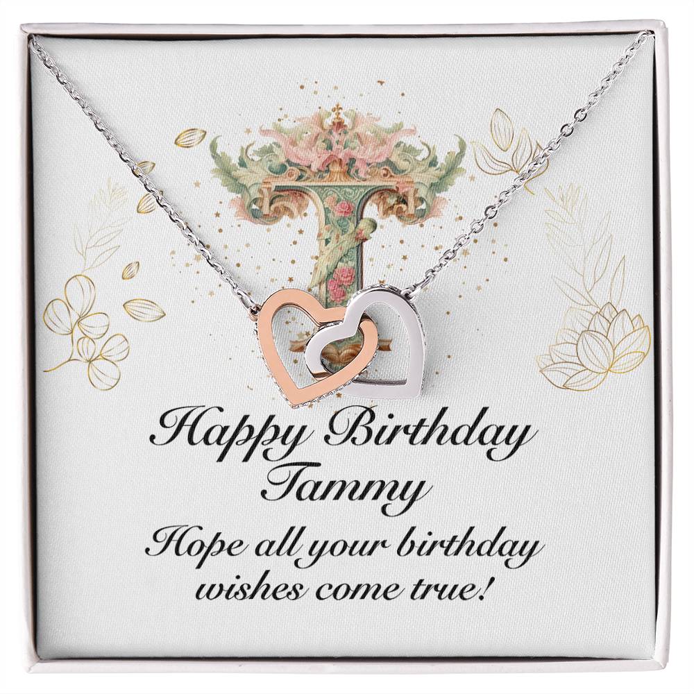 Happy Birthday Tammy v01 - Interlocking Hearts Necklace