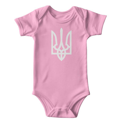 Tryzub (White) - Pink Gerber Onesies® 6516A Short Sleeve Bodysuit