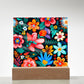 Mexican Floral Fiesta Pattern 054 - Square Acrylic Plaque With LED Base