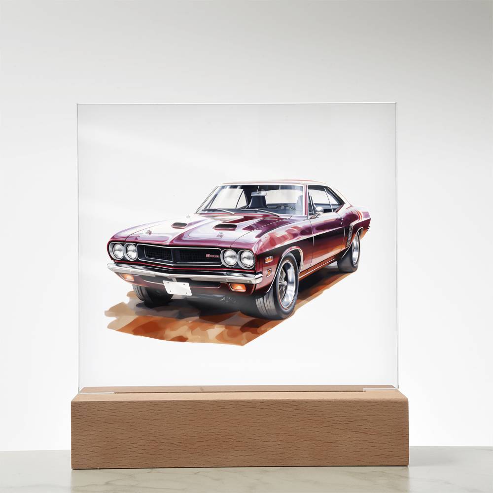 Muscle Car 10 - Square Acrylic Plaque With LED Base