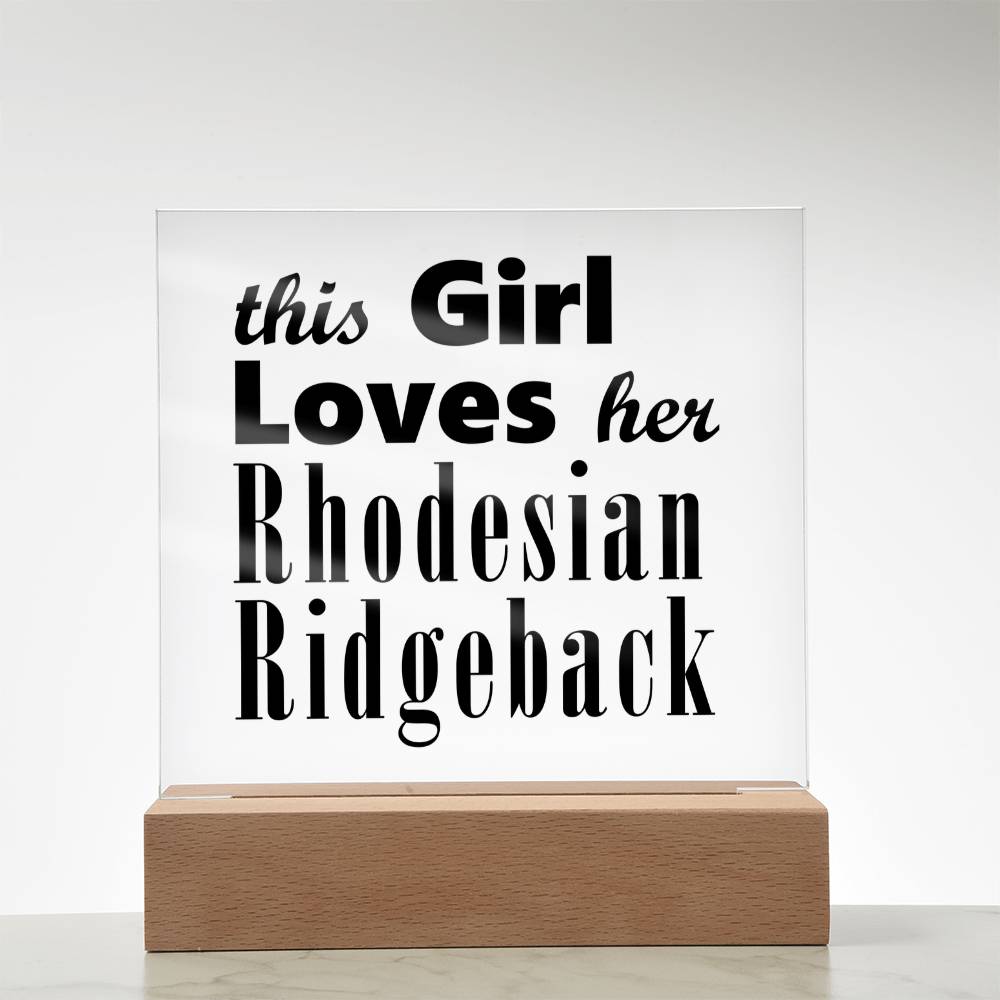 Rhodesian Ridgeback - Square Acrylic Plaque With LED Base