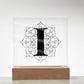Magnolia Mandala Alphabet Letter I - Square Acrylic Plaque With LED Base