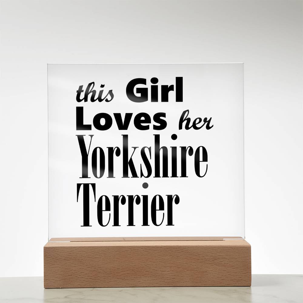 Yorkshire Terrier - Square Acrylic Plaque With LED Base