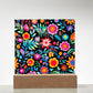 Mexican Floral Fiesta Pattern 060 - Square Acrylic Plaque With LED Base